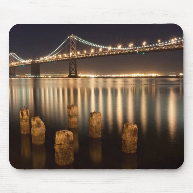 Mousepad Reflexões da noite da ponte da baía de Oakland (Frente)