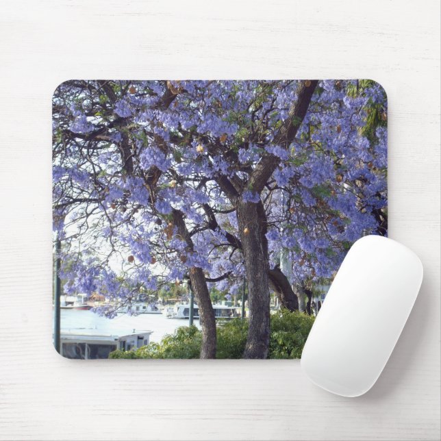 Mousepad **"Reflexões de Jacaranda: Barcos domésticos no Mu (Com mouse)