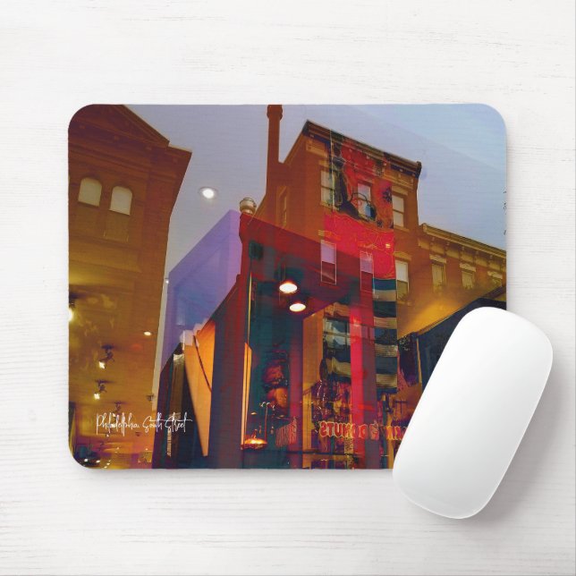 Mousepad Reflexões vermelhos nas ruas de Filadélfia (Com mouse)