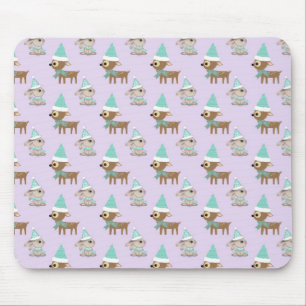 Mousepad Refrença Cuta e Padrão de Arte Feriada de Bunnies