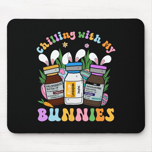 Mousepad Refrigerindo Com Meus Bunnies Icu B52 Med Surg Nur (Frente)