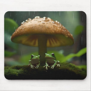 Mousepad Refúgio Rainy Day: Sapos Se Abriram Sob Cogumelo