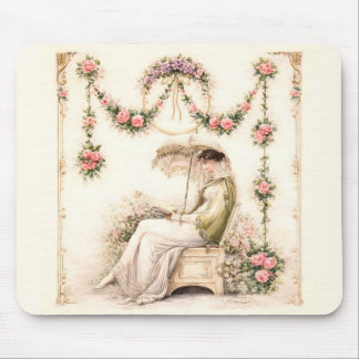 Mousepad Regency Rose Garden Reading Lady