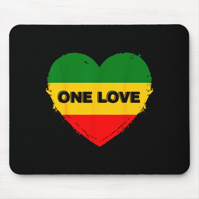 Mousepad Reggae Heart One Love Rasta Reggae Music Rastafari (Frente)