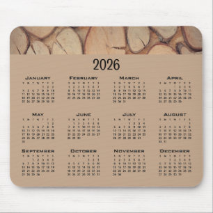 Mousepad Registros de árvore marrom do calendário
