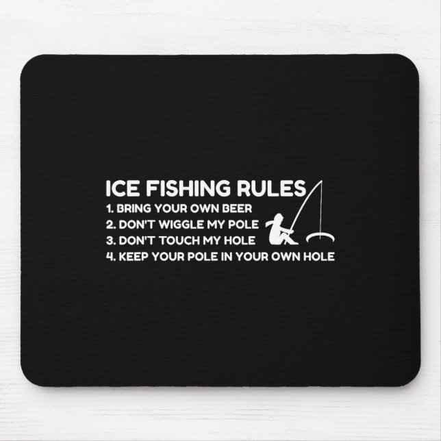 Mousepad Regras de Pesca no Gelo Engraçadas  (Frente)