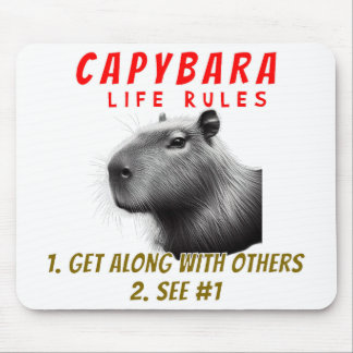 Mousepad Regras de Vida de Capybara - Siga Com Outros