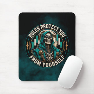 Mousepad Regras Protegem Você de Si Mesmo Fumaça Teal Ceifa