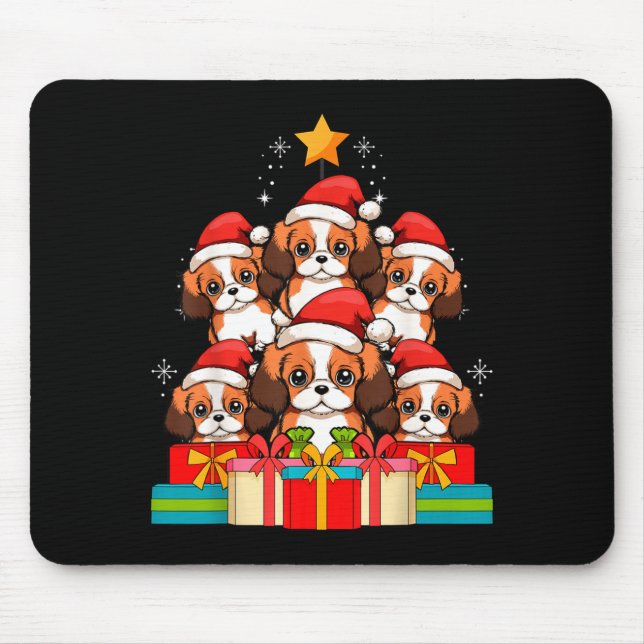 Mousepad Rei Charles Cavalier Le Cachorro Árvore de Natal X (Frente)