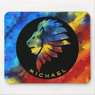 Mousepad Rei da selva, nome de aquarela monograma