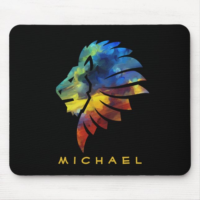 Mousepad Rei da selva, nome de aquarela monograma (Frente)