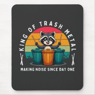 Mousepad Rei do Drummer do Trash Metal Funny Raccoon