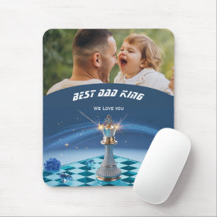 Mousepad Rei do Xadrez Azul Diamante Metálico Dia dos Pais