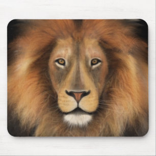 Mousepad rei leão da selva realista masculino aquarela