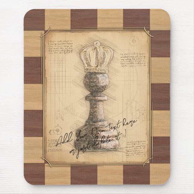Mousepad "Rei Peão/Rainha" Vintage Chessboard Gift (Frente)