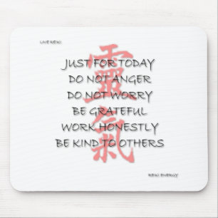 MOUSEPAD REIKI PRICIPLES EM INGLÊS EM SUAS PONTAS DO