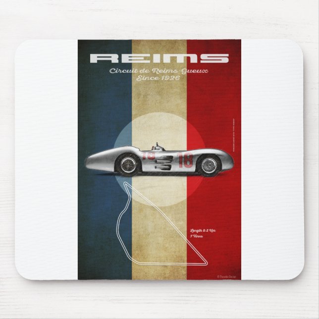Mousepad Reims Racetrack Vintage Mercedes (Frente)