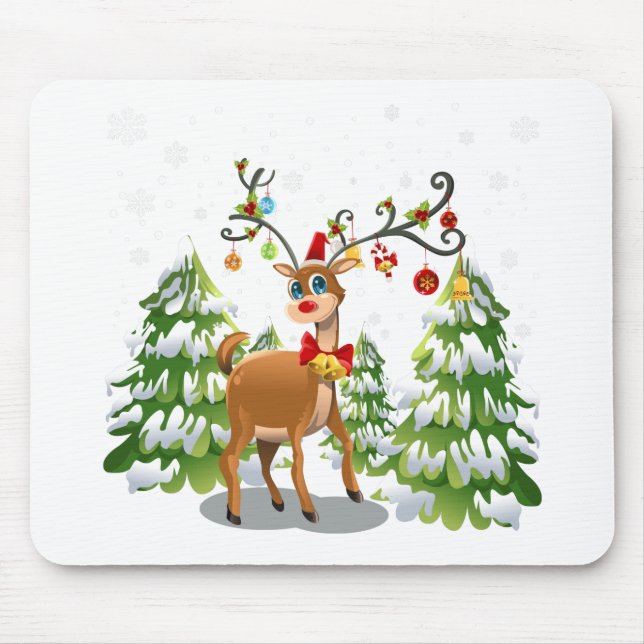Mousepad Reindeer Bonito na Neve (Frente)