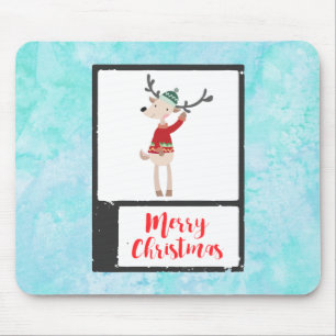 Mousepad Reindeer De Natal Em Um Whimsical Suéter Feio