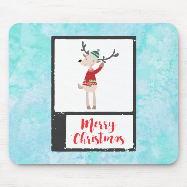 Mousepad Reindeer De Natal Em Um Whimsical Suéter Feio (Frente)