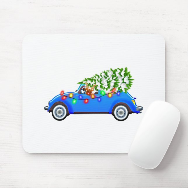 Mousepad Reindeer dirigindo um besouro com creme de natal (Com mouse)