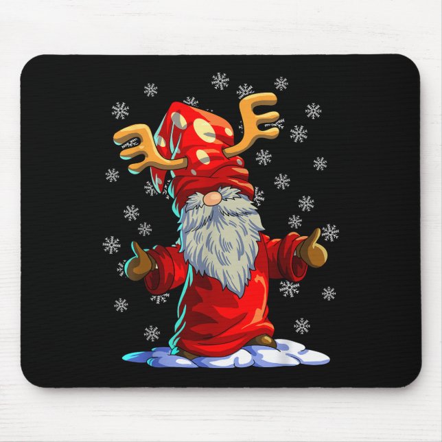 Mousepad Reindeer Gnome Shirt Men Women Buffalo Plaid Red C (Frente)