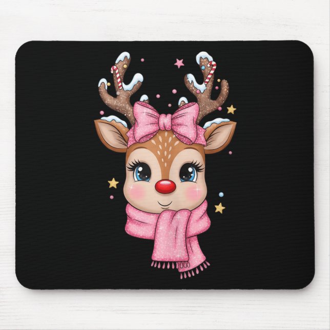Mousepad Reindeer Merry Christmas Cute Girl Women Kids Tank (Frente)
