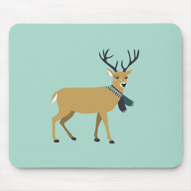 Mousepad Reindeer Vestindo um escarpa de inverno (animal de (Frente)