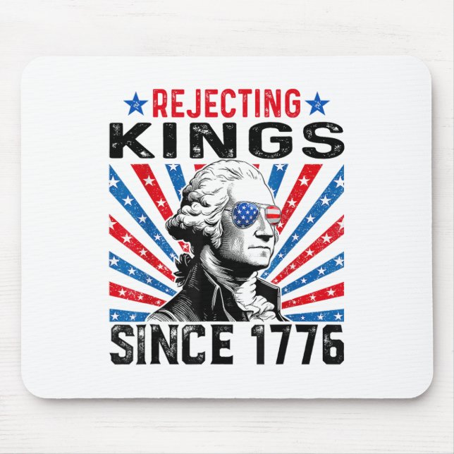 Mousepad Rejeitando Reis Desde 1776 Bandeira dos EUA Angust (Frente)