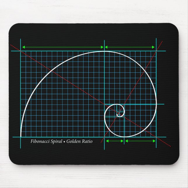 Mousepad Relação Ouro, Espiral Fibonacci, Desenho De Cores (Frente)