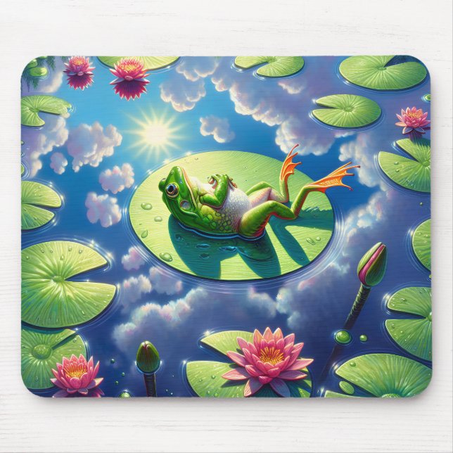Mousepad Relaxamento do sapo em uma almofada de lírio (Frente)