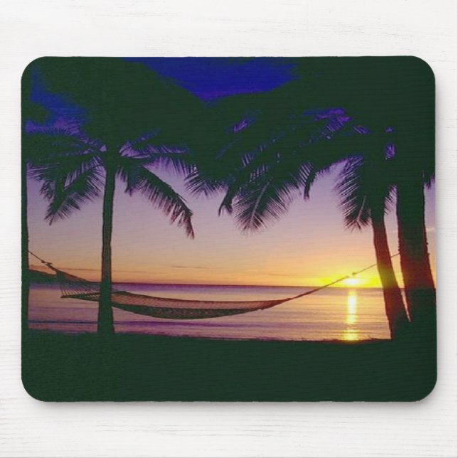 Mousepad Relaxe, aprecie o por do sol neste hammock.  (Frente)