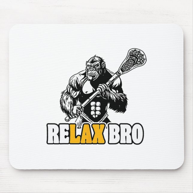 Mousepad Relaxe Bro Funny Gorilla Lacrosse Player Animal La (Frente)