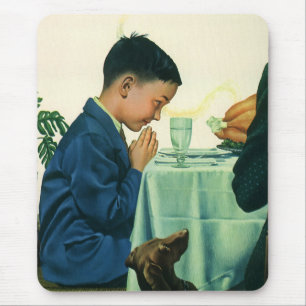 Mousepad Religião Vintage, Menino Dizendo Benção no Dia de