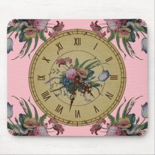Mousepad Relógio Antigo com Flores