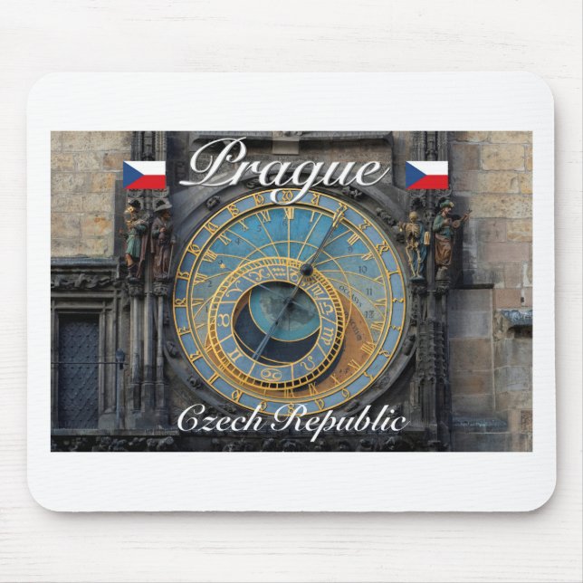 Mousepad Relógio astronômico Praga Orlog República Checa (Frente)
