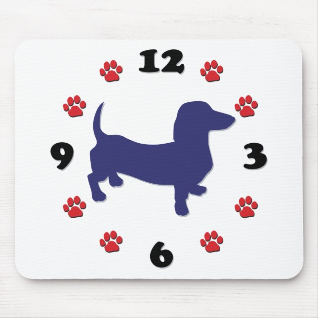 Mousepad Relógio Dachshund Doxie (Frente)