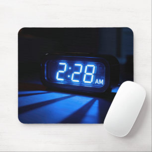 Mousepad Relógio de Mesa Neon Azul