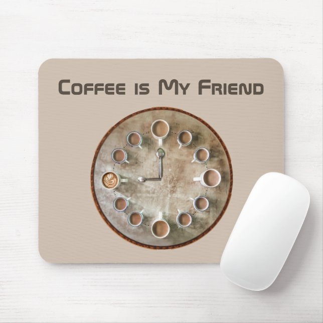 Mousepad Relógio de Xícaras de Café (Com mouse)