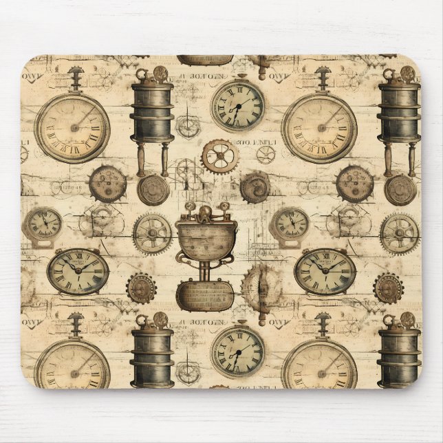 Mousepad Relógio Russo Steampunk Grunge (14) (Frente)