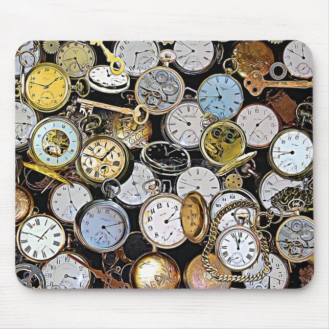 Mousepad Relógios De Bolso, Ursos, Relógios (Frente)