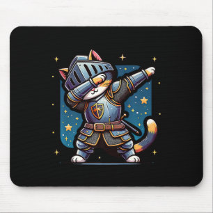 Mousepad Ren Faire Medieval Knight Dabbing Cat Kitten Engra