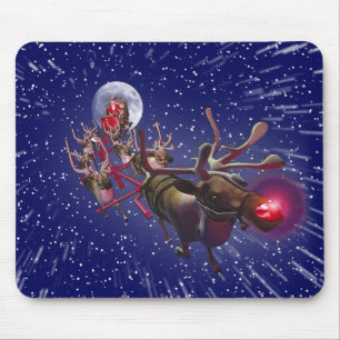 Mousepad Rena cheirada vermelha de Papai Noel do vôo