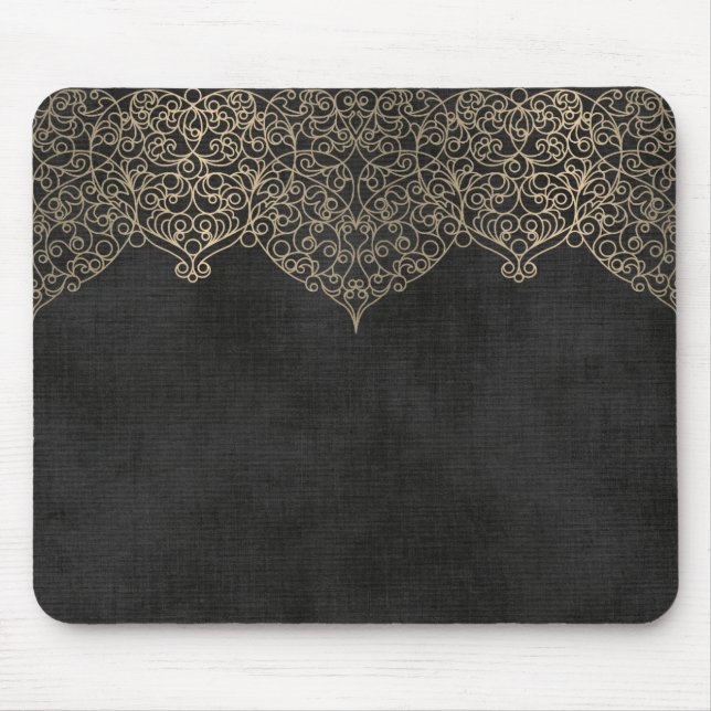 Mousepad Renda Dourada Sobre Preto (Frente)
