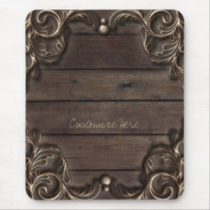 Mousepad Renda & Madeira Escura Rústico Vintage Glam Ociden