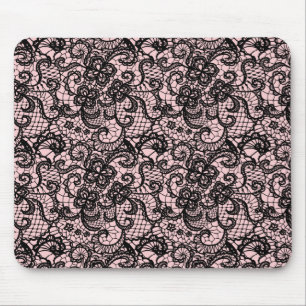 Mousepad rendas pretas com cor rosa