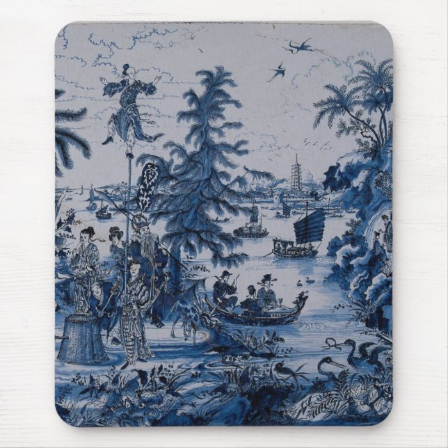 Mousepad Repro Chinoiserie Delft Blue e White Azulejo (Frente)