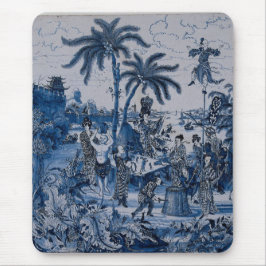 Mousepad Repro Chinoiserie Delft Blue e White Azulejo