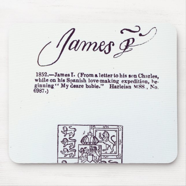 Mousepad Reprodução da assinatura de James VI e (Frente)