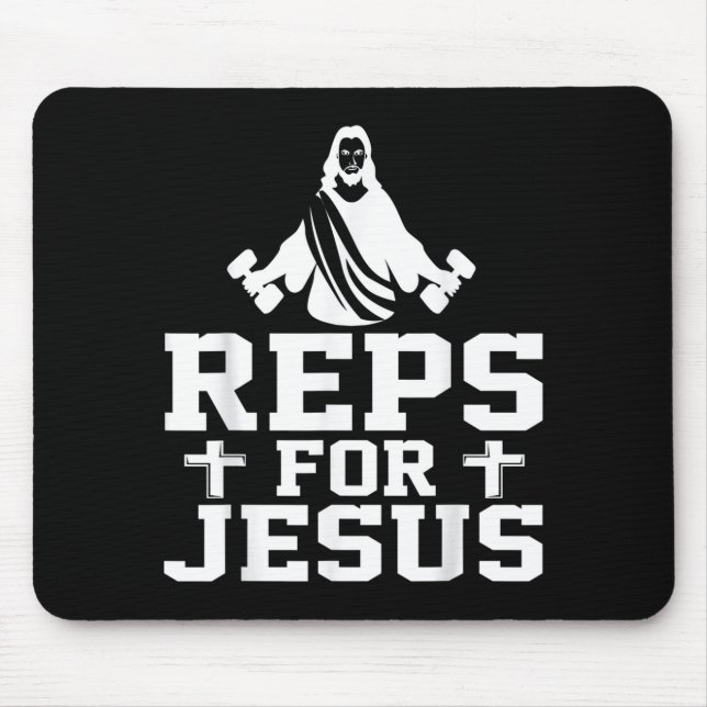 Mousepad Reps For Jesus Funny Christian Gym Fitness Biceps  (Frente)